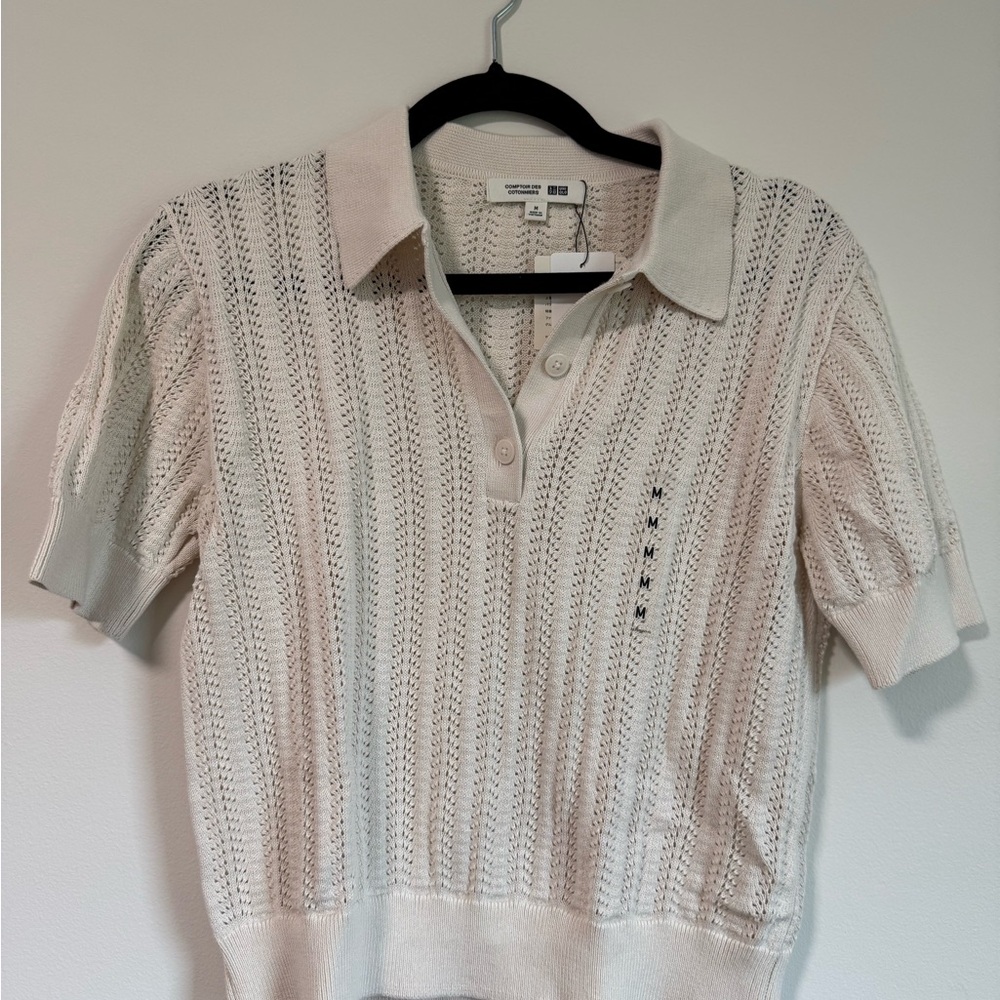 NWT Uniqlo Women’s Cream Knit Polo Top